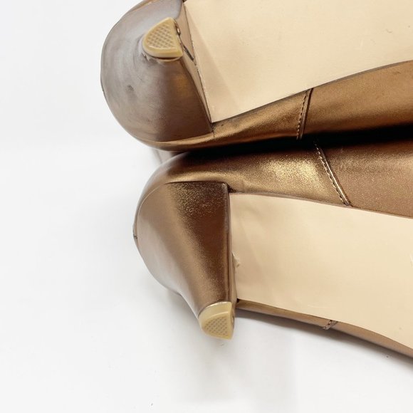 JF J. Ferrar Womens Gold Vegan Leather Slip on Mid Calf Boots Size 10 - Picture 11 of 11